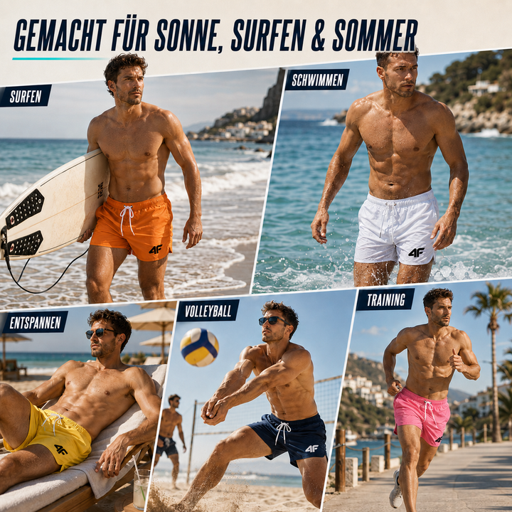 Moderne Herren Strandshorts kurz, schnelltrocknend für sommerlichen Badespaß.