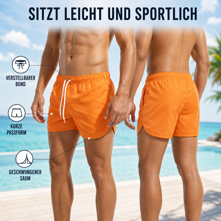 Bequeme Herren Tidewell Schwimmshorts mit Tiefbund, kurze Länge, optimale Sommerkleidung für aktive Tage.