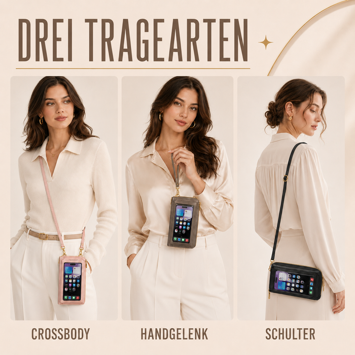 Verstellbarer Schultergurt und praktische Fächer der Umhängetasche