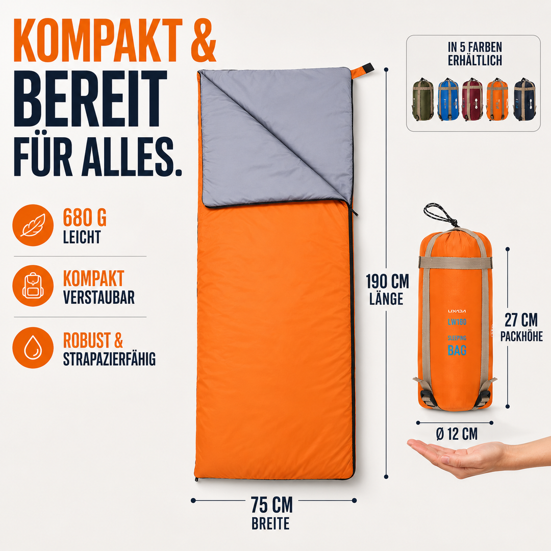 Blauer Outdoor Schlafsack mit Reißverschluss für Trekking und Reisen