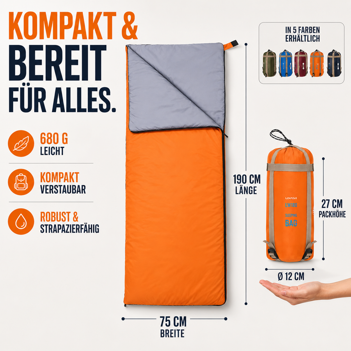 Blauer Outdoor Schlafsack mit Reißverschluss für Trekking und Reisen