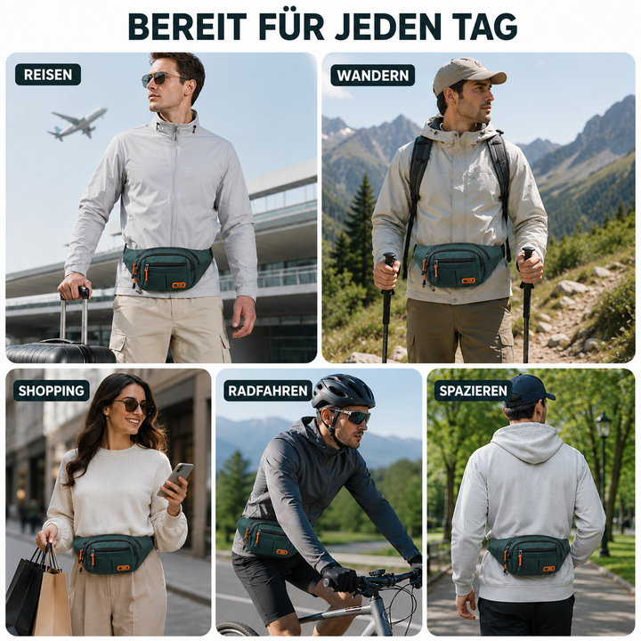Praktische, wasserdichte Gürteltasche für Alltag & Sport, Unisex-Modell in Blau.