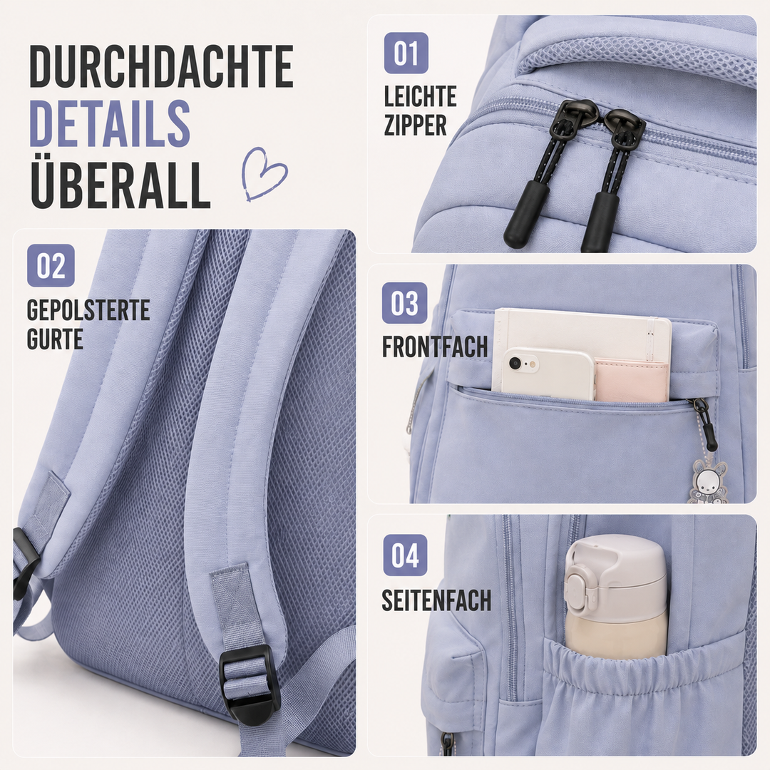 Geräumiger Unisex Rucksack für Reisen & Kurztrips, mit vielen Fächern zur optimalen Organisation.