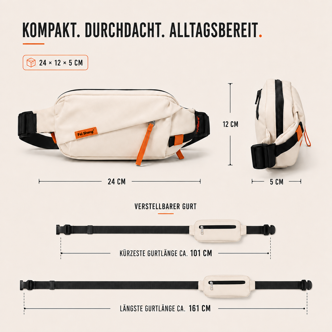 Funktionale Brusttasche für Herren & Damen, robustes Oxford-Gewebe, perfekt für Reise-Organisation.