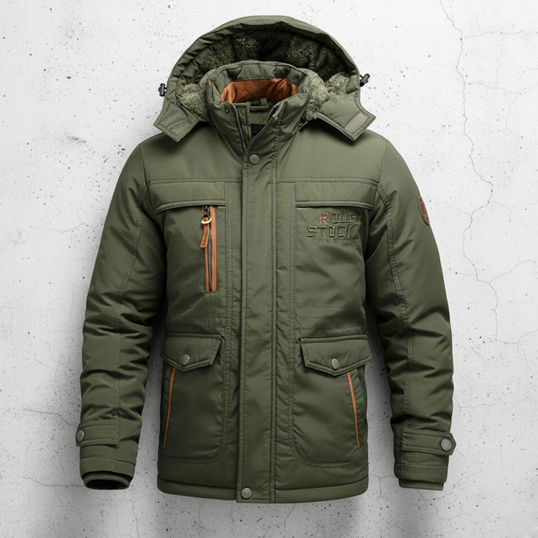 Herren Winterparka in Olivgrün mit Kapuze