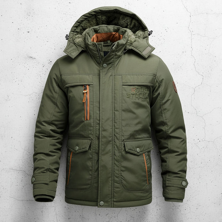 Herren Winterparka in Olivgrün mit Kapuze