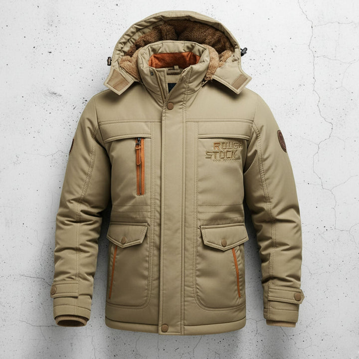 Herren Winterparka in Khaki mit Cargotaschen