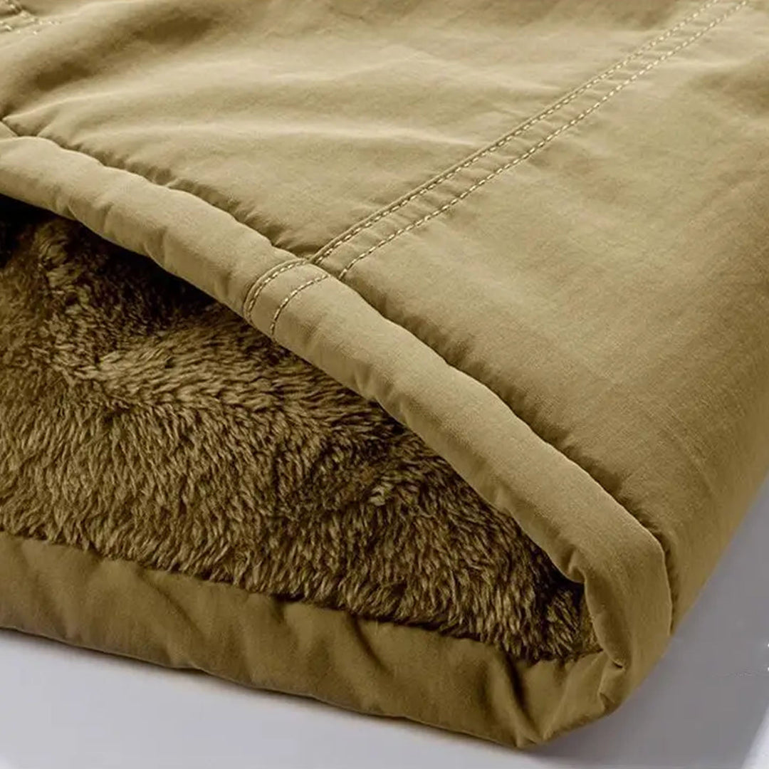 Stilvoller warmer Parka für Herren mit abnehmbarer Kapuze und Taschen