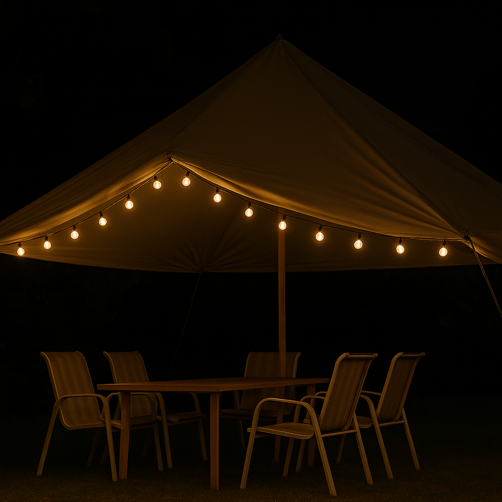 Elegante Solar Kristall LED Lichterkette, wetterfest für stilvolle Gartenbeleuchtung. Ideal für entspannte Abende.