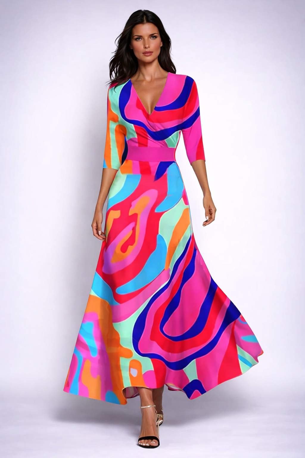 Blumenmuster Maxikleid für Damen in langer Passform als schickes Sommerkleid