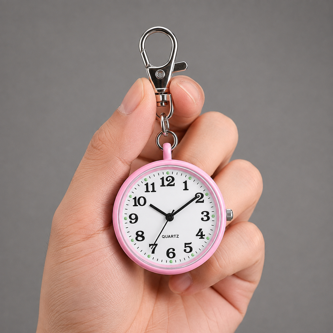 Kompakte Schlüsselanhänger-Taschenuhr mit präzisem Quarzwerk für Damen und Herren als stilvolles Accessoire