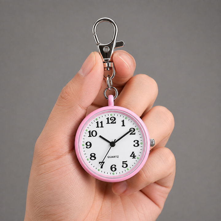 Kompakte Schlüsselanhänger-Taschenuhr mit präzisem Quarzwerk für Damen und Herren als stilvolles Accessoire