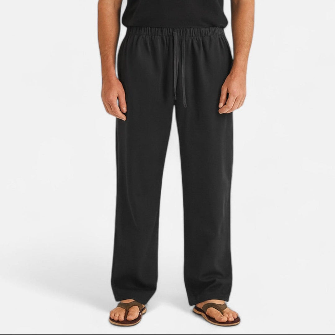 Leichte Herren Relax Hose mit weitem Schnitt; ideal für Freizeit, Sommer und bequeme Casual-Outfits.