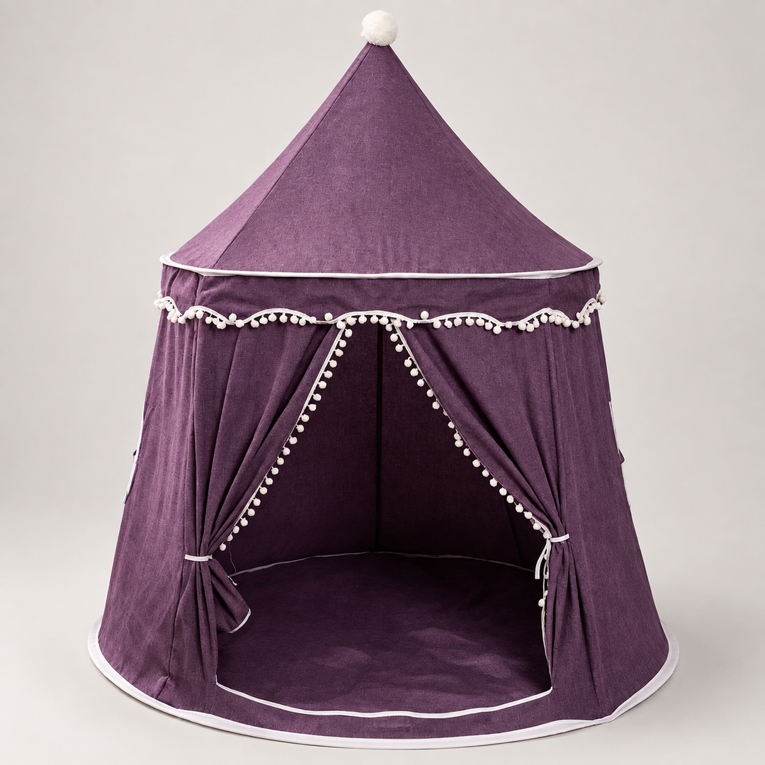 Baumwoll-Spielzelt Schloss für Kinder, ideal für Rollenspiel und fantasievolle Abenteuer im Zimmer.