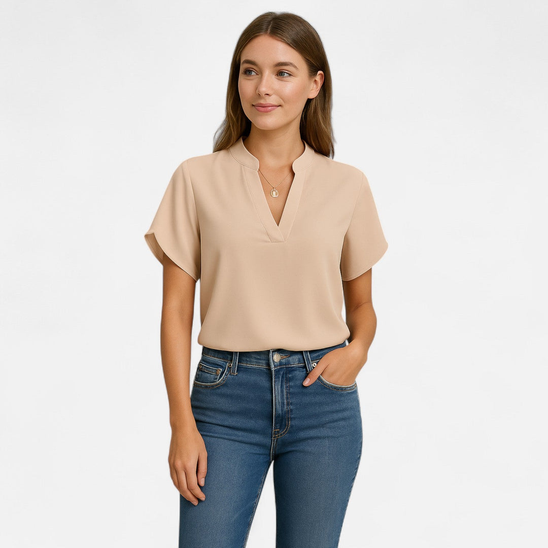 Elegante Damen Bluse Clara mit ausgestellten Ärmeln. Perfekt für Business Casual und stilvolle Freizeitlooks.