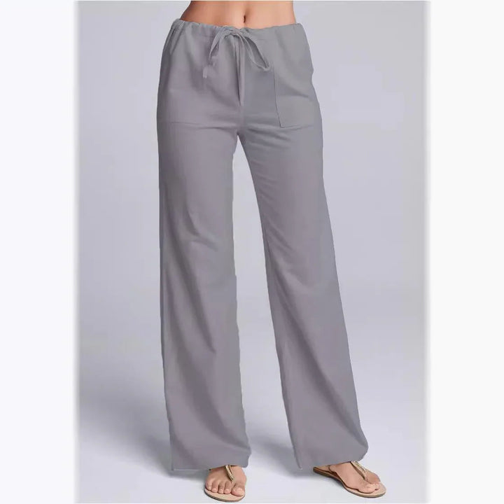Graue Damen Leinen-Optik Hose für lässige Eleganz und hohen Tragekomfort
