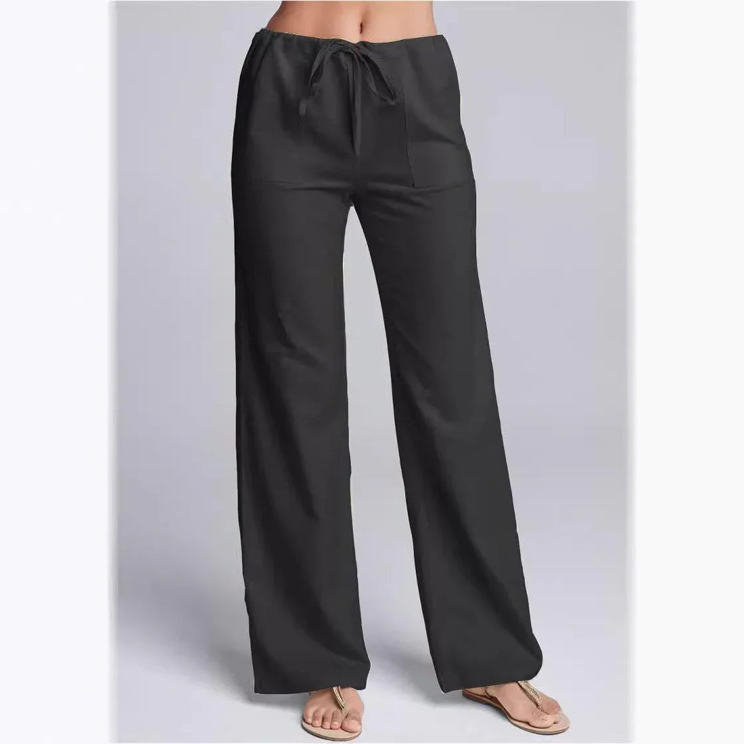 Schwarze Damen Freizeithose mit geradem Schnitt, ideal für Alltag und Urlaub