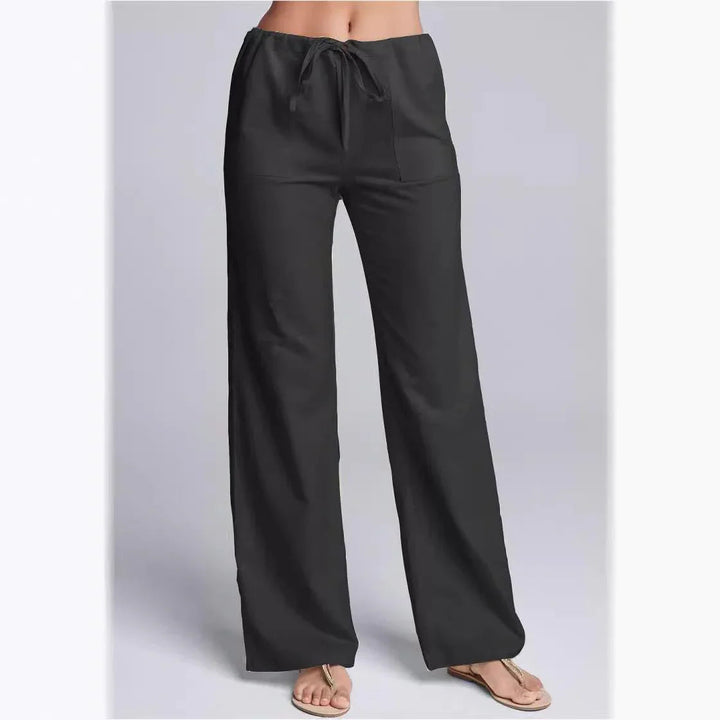 Schwarze Damen Freizeithose mit geradem Schnitt, ideal für Alltag und Urlaub
