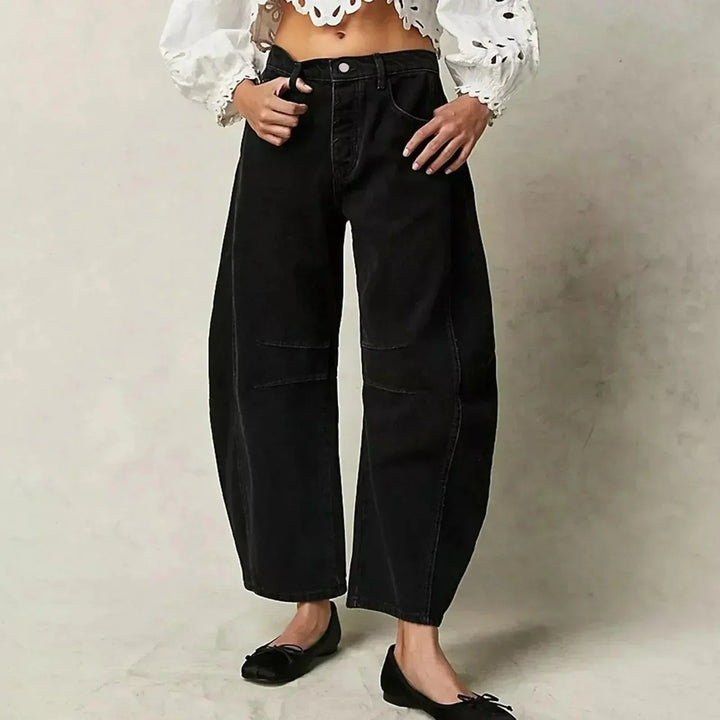 Elegante Damen Jeanshose High-Waist mit weitem Bein, ideal für Frühling/Sommer, vielseitige Damenhose.