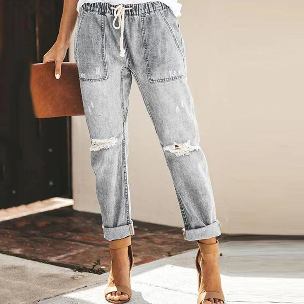 Damen Jogginghose Denim Detailansicht Bund