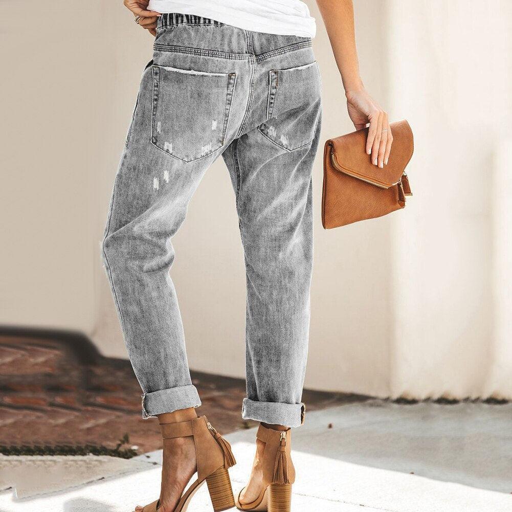 Damen Jogginghose Denim Detailansicht Waschung