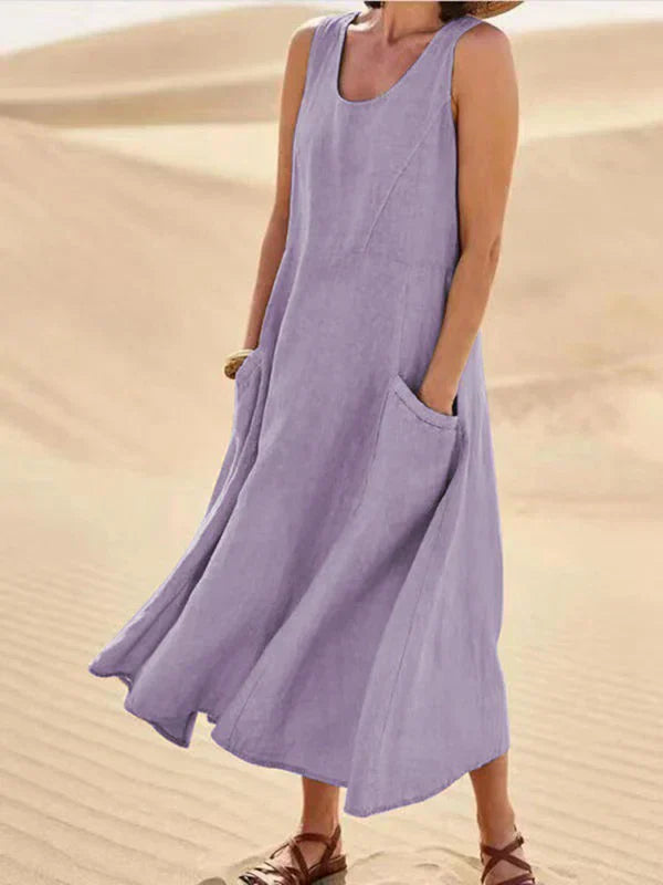 Schickes Freizeitkleid für Damen, Midikleid mit elegantem Flair. Perfekt für den Sommer, auch in großen Größen.
