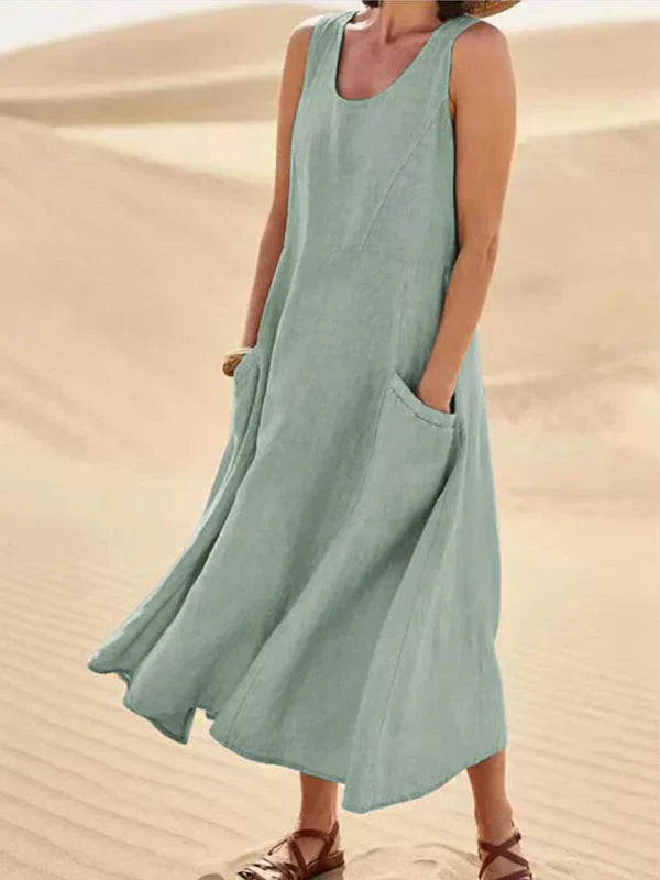 Stylisches Damen Sommer-Midikleid mit lockerem, bequemem Schnitt. Elegant für jeden Anlass.