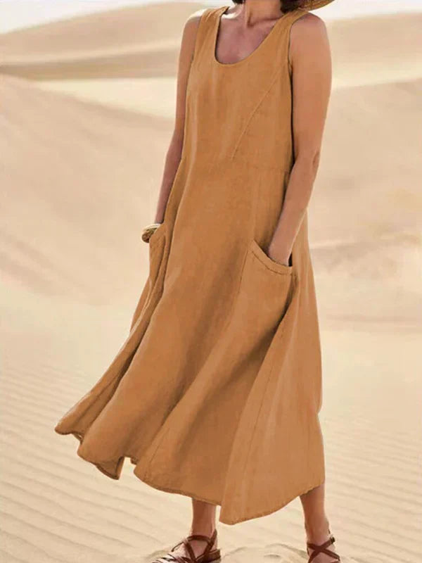 Elegantes, bequemes Damen Midikleid in farbenfroher Optik. Optimal für Sommer, Freizeit & große Größen.