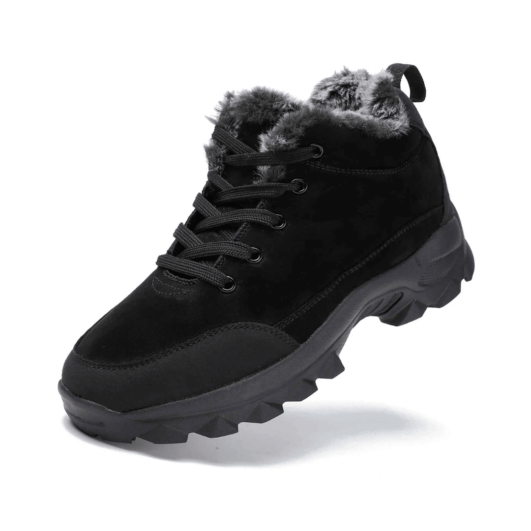 Stylische Damen Winterstiefel in Schwarz, warm gefüttert, wasserdicht & rutschfest. Ideal für Schnee.