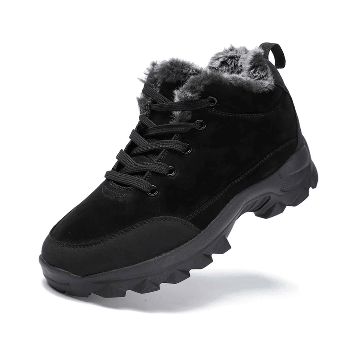 Stylische Damen Winterstiefel in Schwarz, warm gefüttert, wasserdicht & rutschfest. Ideal für Schnee.