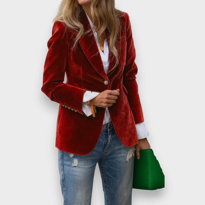 Roter Damen Blazer tailliert, moderne Businessmode mit Langarm