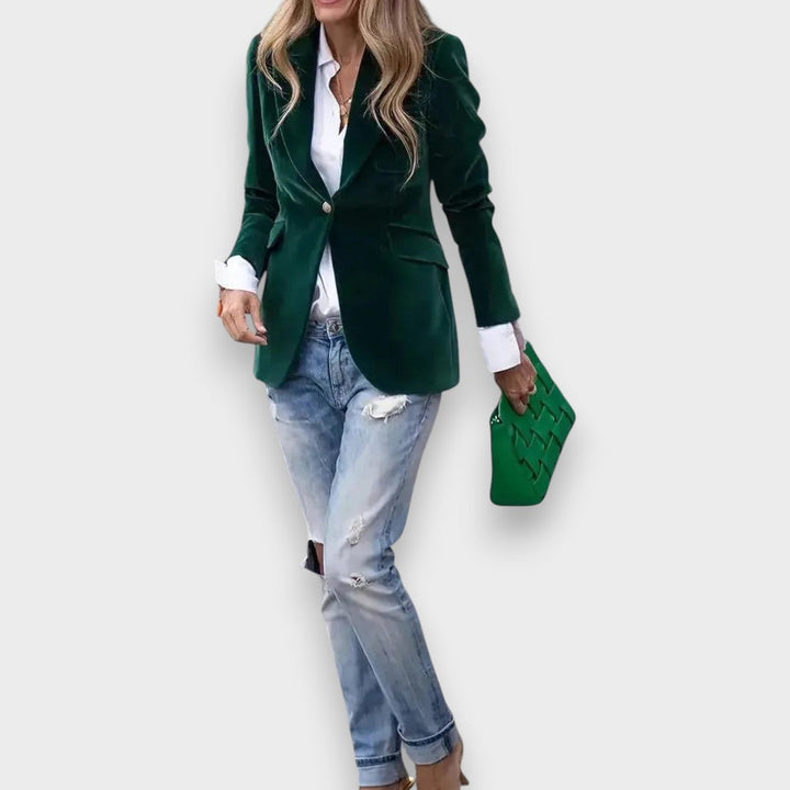 Damenmode Blazer in Blau, stilvolle Langarm Anzugjacke für Office
