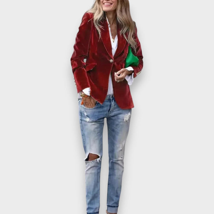 Damen Blazer tailliert in kräftigem Grün, elegante Langarmjacke