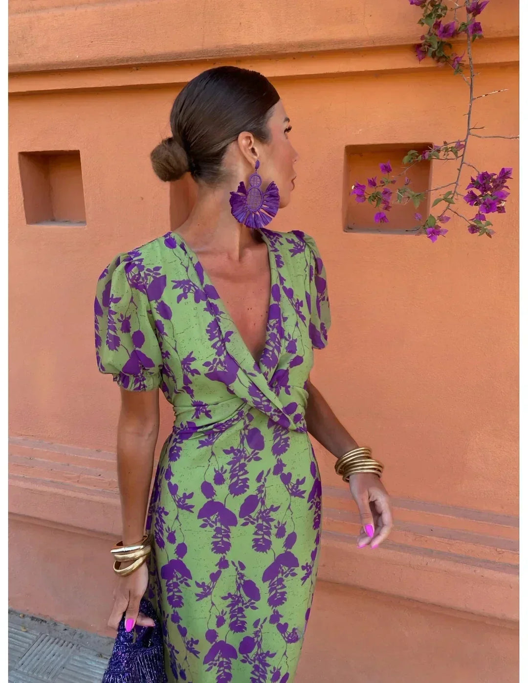 Damen Midi-Kleid mit A-Linie und gedrehtem Design