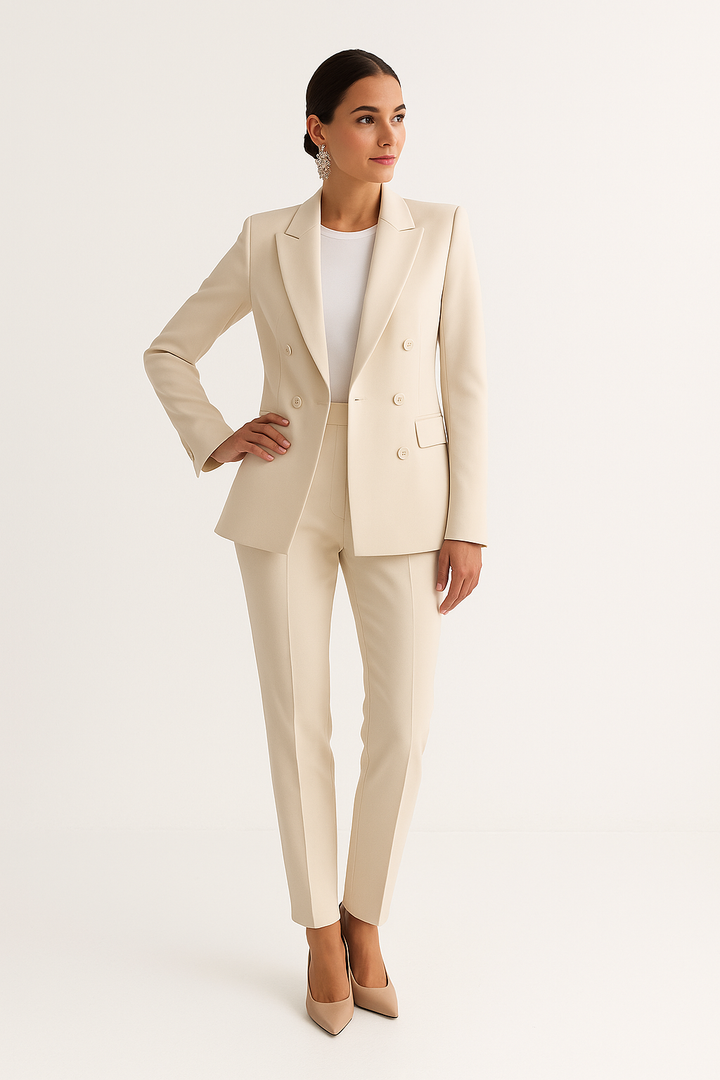 Eleganter Damen Hosenanzug in Creme für Business und festliche Anlässe