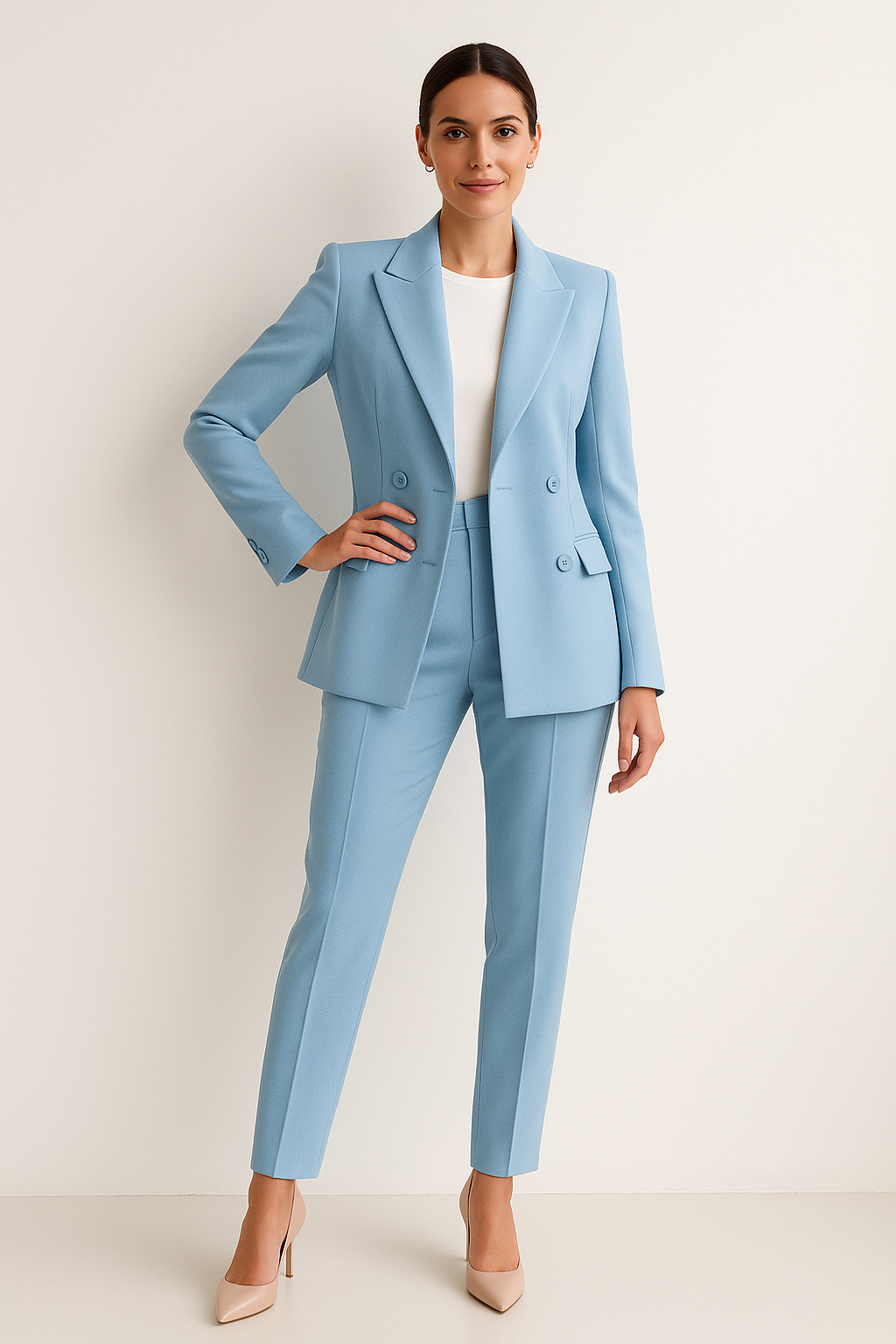 Festlicher Blazer und Hose als elegantes Damen Anzug Set im Detail