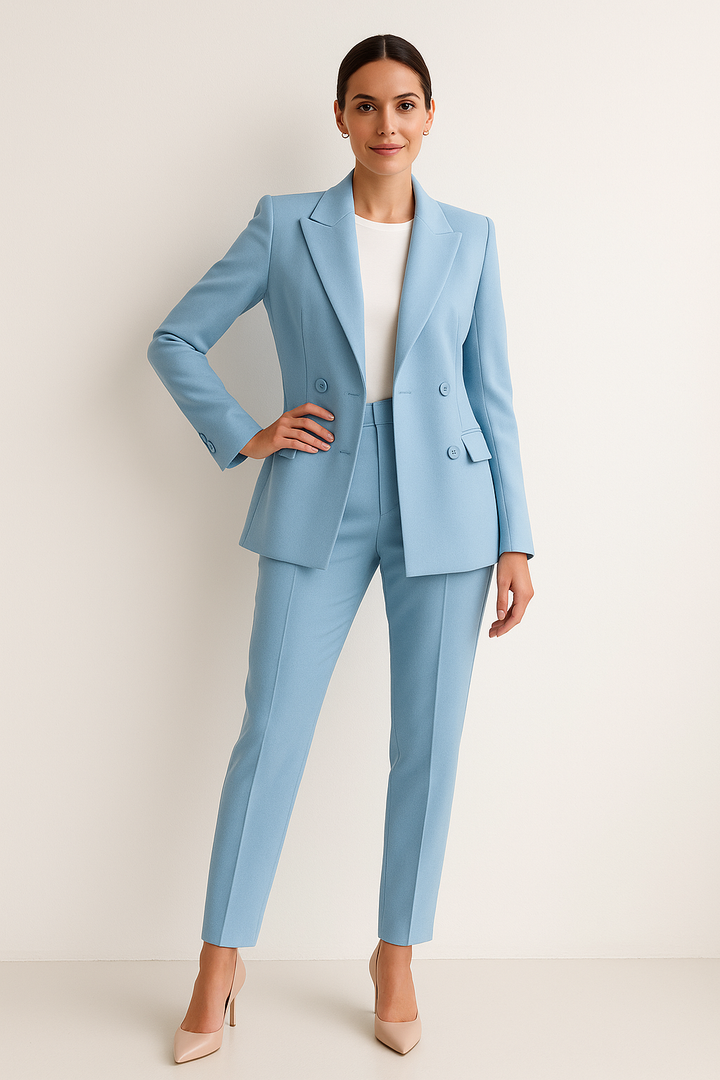 Festlicher Blazer und Hose als elegantes Damen Anzug Set im Detail