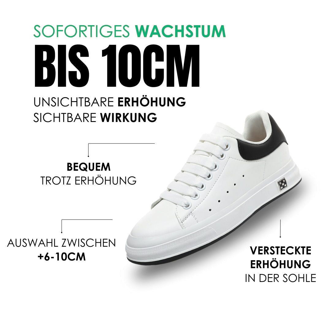 Seitenansicht: Stilvolle Herrenschuhe mit unsichtbarer Erhöhung und elegantem Design.