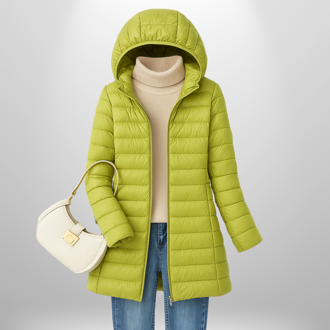Elegante Damen Outdoor-Leichtjacke, warm und winddicht. Modisch für Freizeit und Stadt.