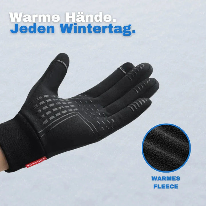 Thermohandschuhe in Schwarz/Grau, unisex, bieten optimalen Kälteschutz für Hände im Winter.