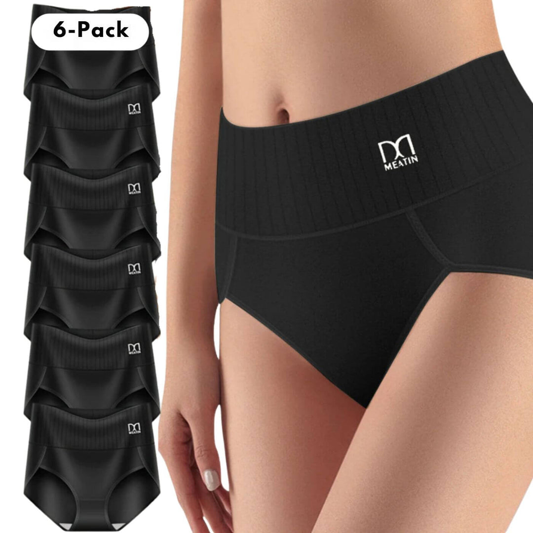 Damen High Waist Slip formend in Schwarz, 6er-Pack Stapelansicht