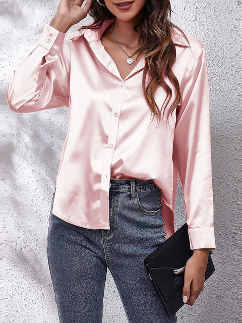 Damen Langarm-Bluse Elegant in Vielfältigen Farben