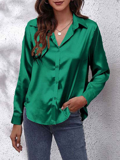 Damen Langarm-Bluse Elegant in Vielfältigen Farben
