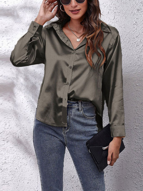 Damen Langarm-Bluse Elegant in Vielfältigen Farben