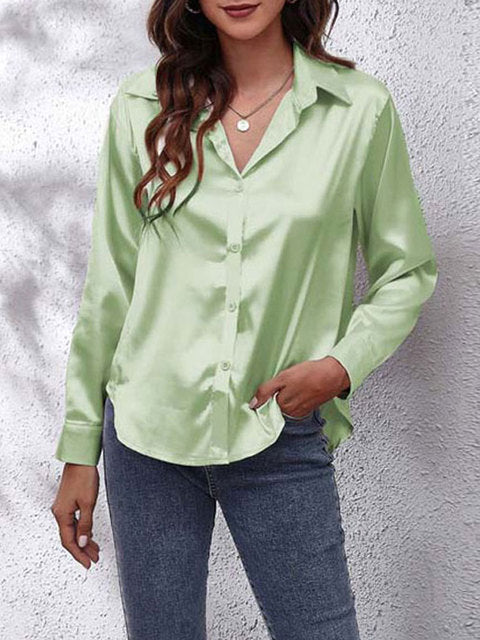 Damen Langarm-Bluse Elegant in Vielfältigen Farben