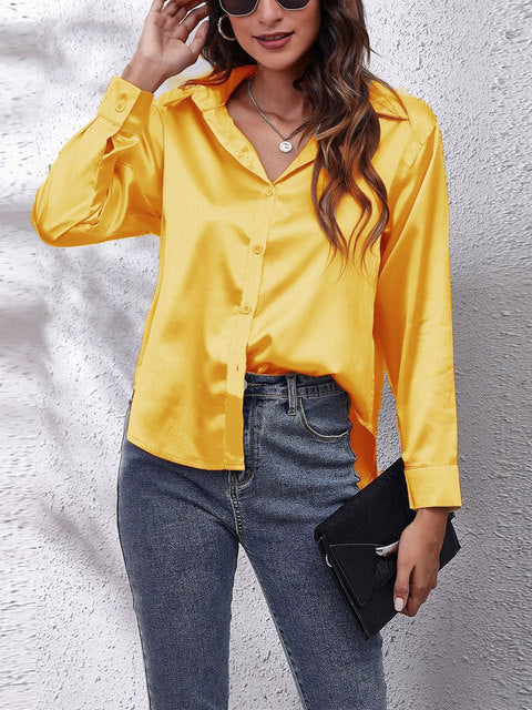Damen Langarm-Bluse Elegant in Vielfältigen Farben