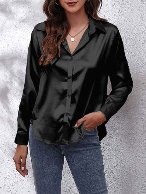 Damen Langarm-Bluse Elegant in Vielfältigen Farben