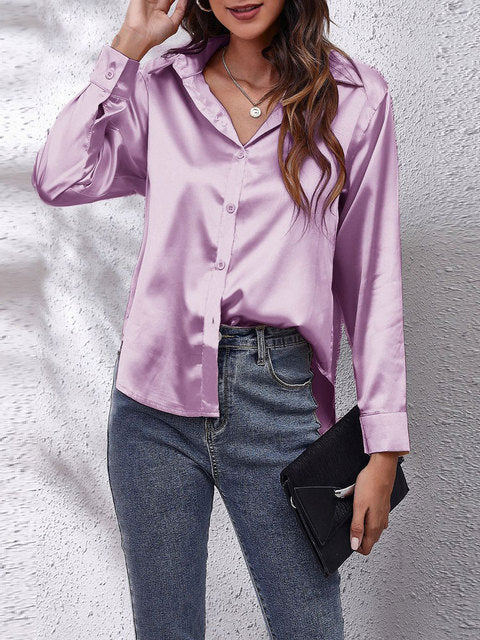 Damen Langarm-Bluse Elegant in Vielfältigen Farben