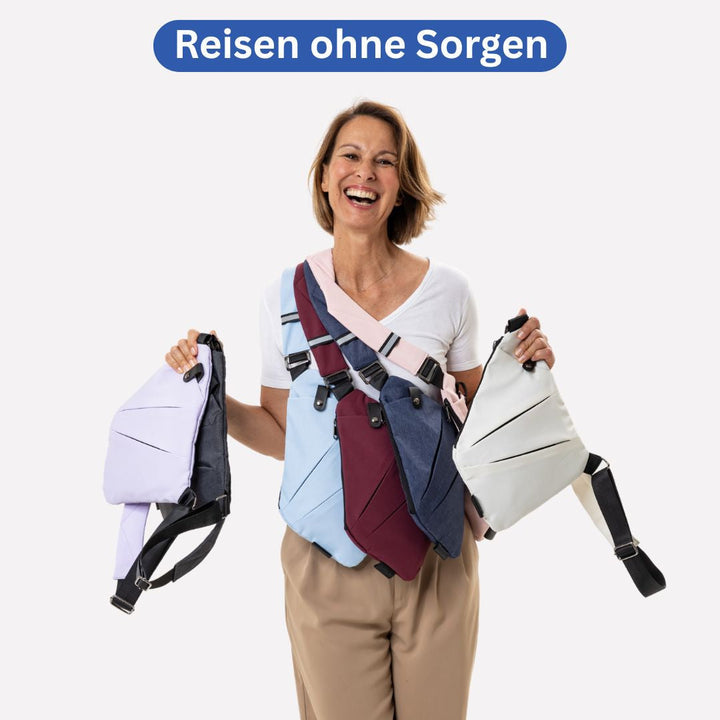 Damen Anti-Diebstahl-Tasche aus Nylon, stilvoll & sicher für Reisen und den Alltag.