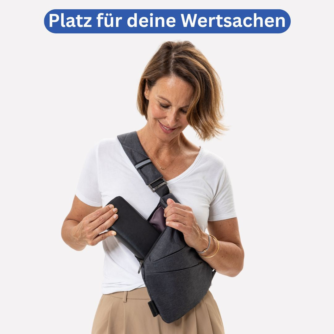 Organisierte Nylontasche für Damen, sicher dank Anti-Diebstahl-Funktionen, für Alltag & Reise.